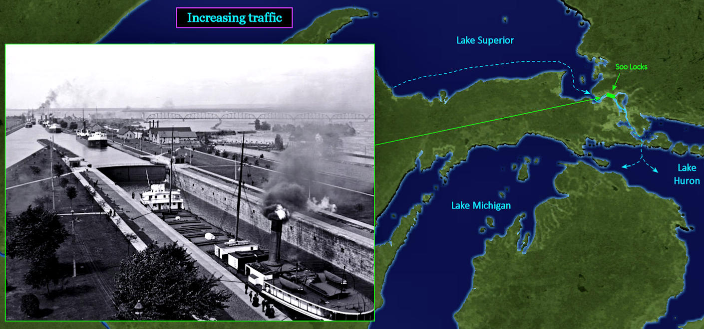Soo Locks, 1890 map